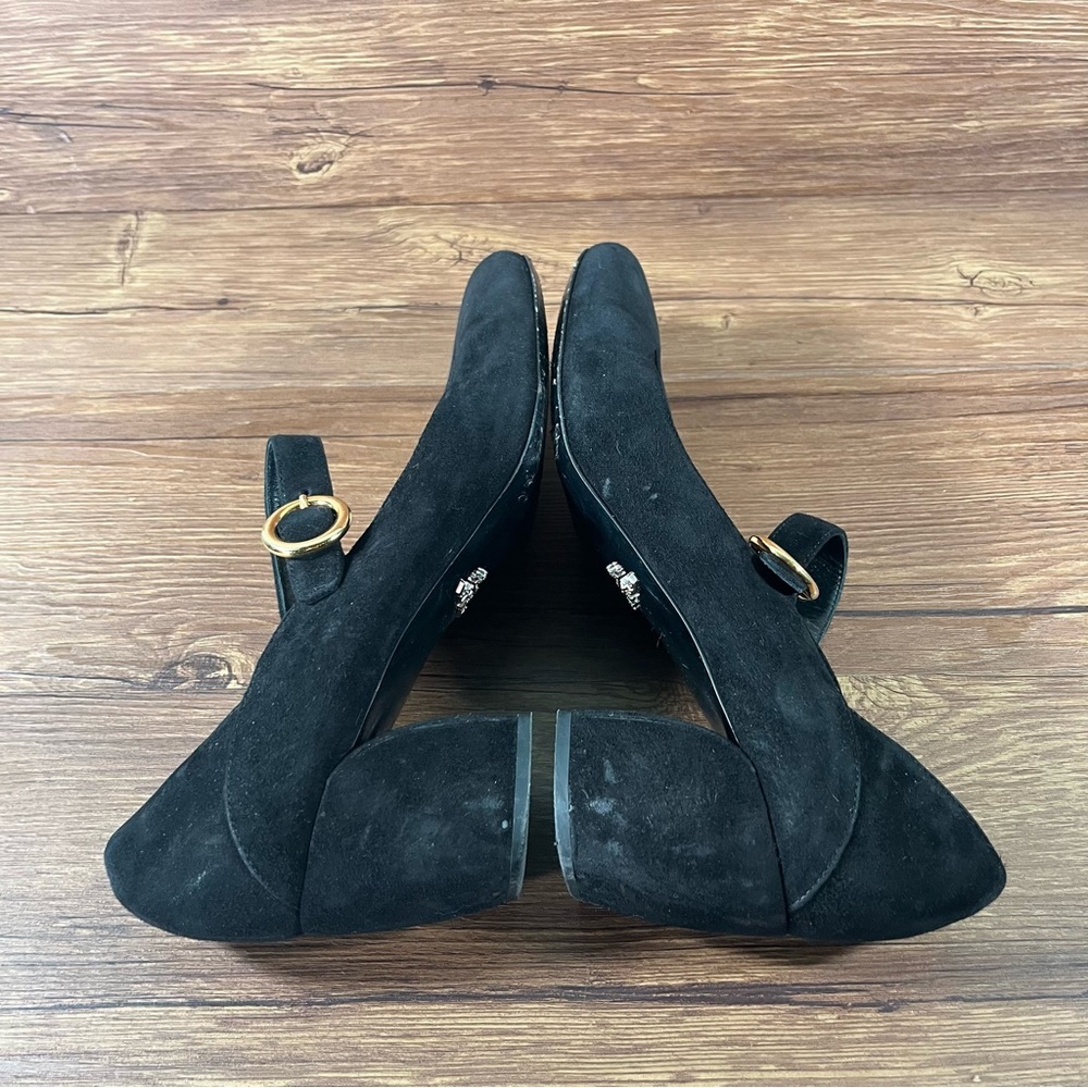 PRADA Black Suede Mary Jane Pumps Heels Women’s Size 10.5 (40.5) Shoes Block‎ - Picture 2 of 11